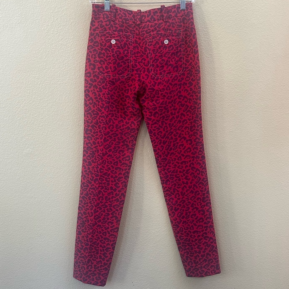 Zadig & Voltaire “Prune Jac Leo” Red/Black Leopard Jacquard Pants FR 34 / US 2 - Picture 4 of 9